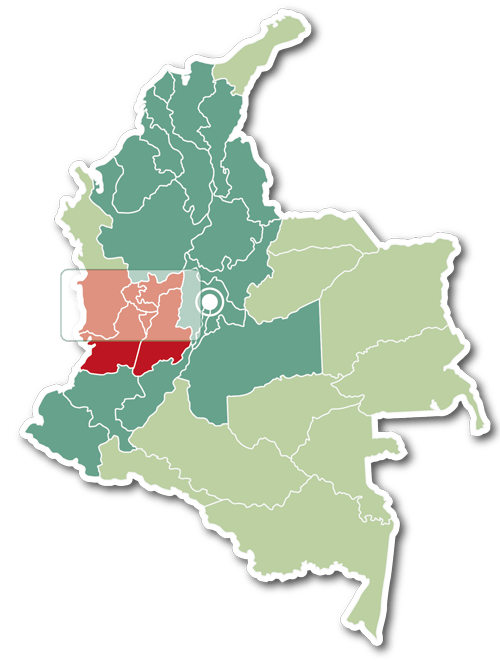 Goyipao, mapa de Colombia, mostrando el Eje Cafetero